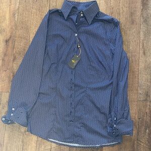 Fior Da Liso Blue and White Horse Print Blouse